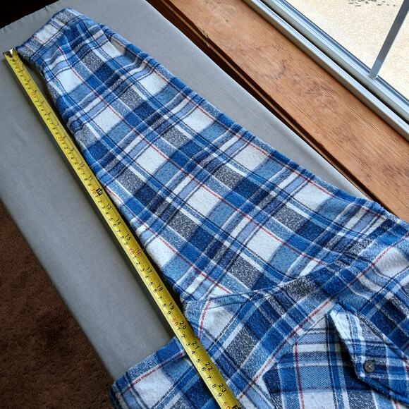 Canyon Guide Juneau Flannel Shirt 2X blue white plaid LS well worn warm soft - Picture 13 of 14